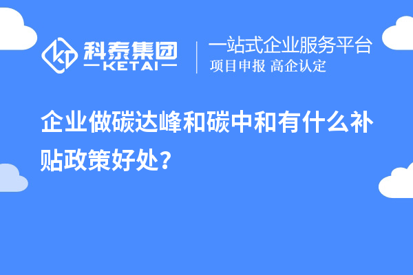 企業(yè)做碳達峰和碳中和有什么補貼政策好處？