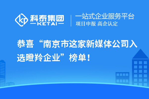恭喜“南京市這家新媒體公司入選瞪羚企業(yè)”榜單！