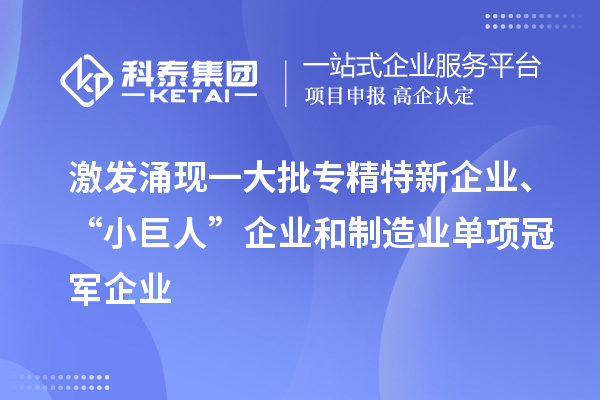 激發(fā)涌現(xiàn)一大批專精特新企業(yè)、“小巨人”企業(yè)和制造業(yè)單項冠軍企業(yè)