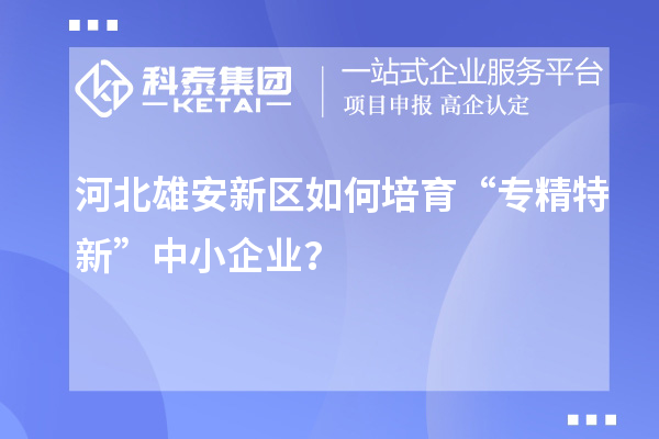 河北雄安新區(qū)如何培育“專精特新”中小企業(yè)？