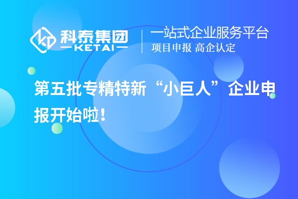 第五批專精特新“小巨人”企業(yè)申報開始啦！
