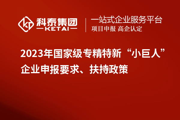 2023年國家級專精特新“小巨人”企業(yè)申報要求、扶持政策