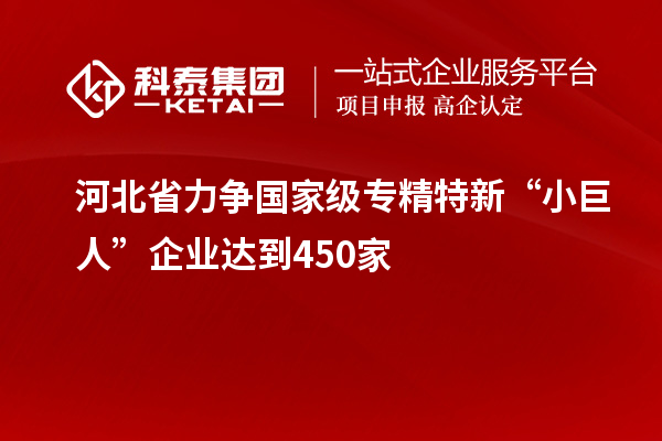 河北省力爭(zhēng)國(guó)家級(jí)專精特新“小巨人”企業(yè)達(dá)到450家