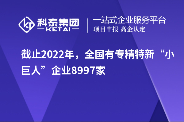 截止2022年，全國有專精特新“小巨人”企業(yè)8997家
