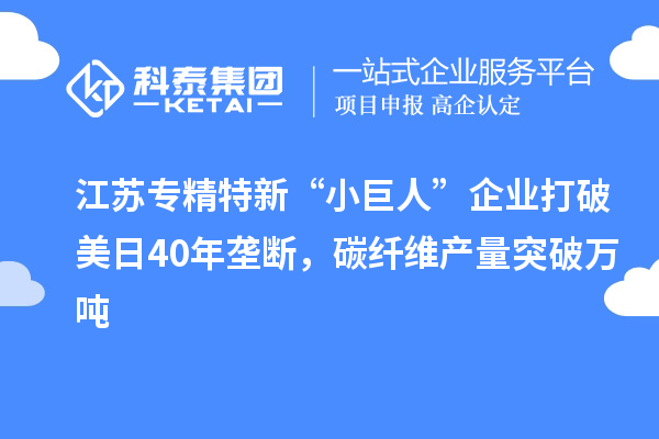 江蘇專精特新“小巨人”企業(yè)打破美日40年壟斷，碳纖維產(chǎn)量突破萬噸