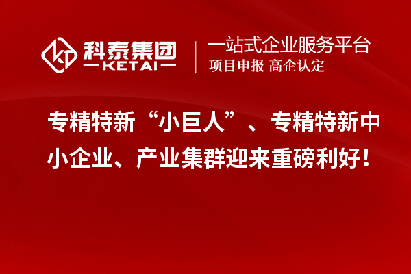 專精特新“小巨人”、<a href=http://www.cfu6.com/fuwu/zhuanjingtexin.html target=_blank class=infotextkey>專精特新中小企業(yè)</a>、產(chǎn)業(yè)集群迎來(lái)重磅利好！