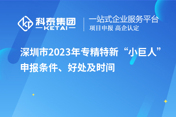 深圳市2023年專精特新“小巨人”申報條件、好處及時間