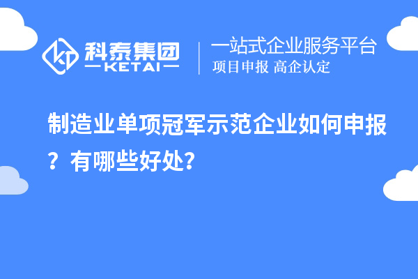 制造業(yè)單項冠軍示范企業(yè)如何申報？有哪些好處？