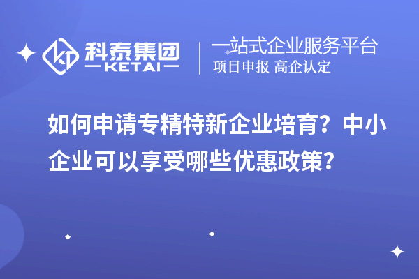 如何申請專精特新企業(yè)培育？中小企業(yè)可以享受哪些優(yōu)惠政策？