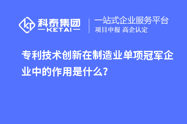 專利技術(shù)創(chuàng)新在制造業(yè)單項(xiàng)冠軍企業(yè)中的作用是什么?