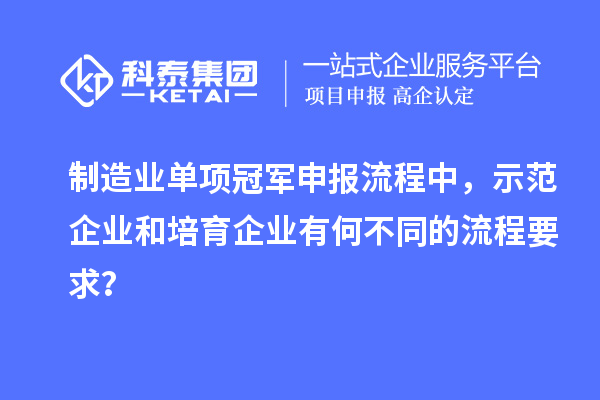 制造業(yè)單項(xiàng)冠軍申報(bào)流程中，示范企業(yè)和培育企業(yè)有何不同的流程要求？