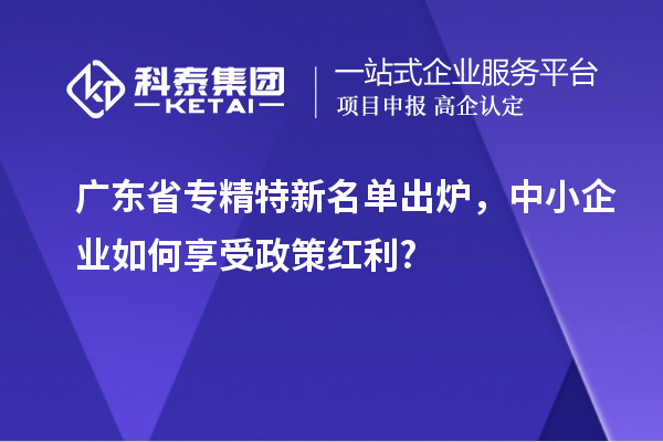 廣東省專精特新名單出爐,中小企業(yè)如何享受政策紅利?