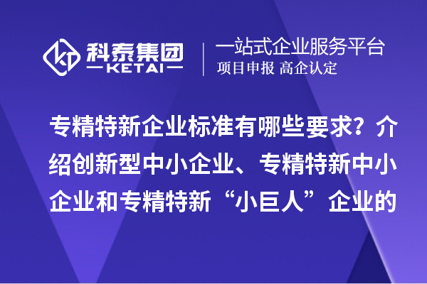 專精特新企業(yè)標(biāo)準(zhǔn)有哪些要求？介紹創(chuàng)新型中小企業(yè)、專精特新中小企業(yè)和專精特新“小巨人”企業(yè)的評價(jià)和認(rèn)定標(biāo)準(zhǔn)