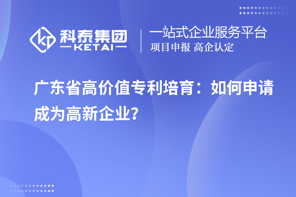 廣東省高價值專利培育：如何申請成為高新企業(yè)？