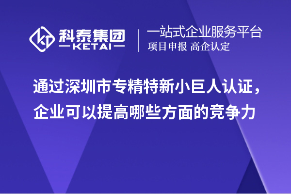 通過深圳市專精特新小巨人認(rèn)證，企業(yè)可以提高哪些方面的競爭力
