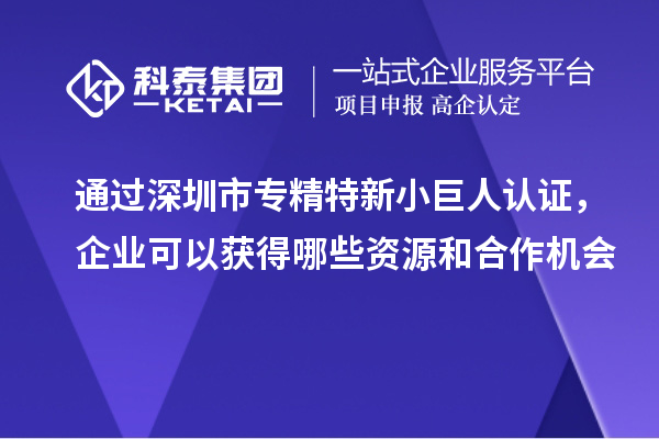 通過深圳市專精特新小巨人認證，企業(yè)可以獲得哪些資源和合作機會