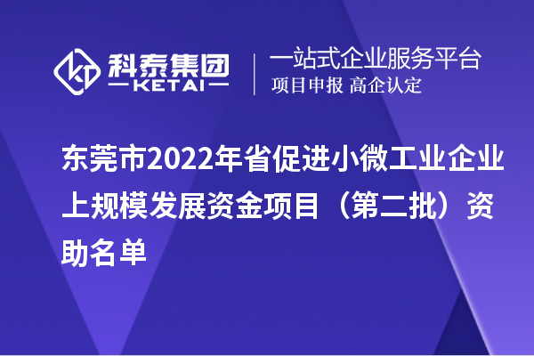 東莞市2022年省促進小微工業(yè)企業(yè)上規(guī)模發(fā)展資金項目(第二批)資助名單