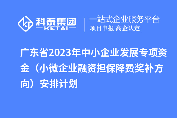 廣東省2023年中小企業(yè)發(fā)展專項(xiàng)資金(小微企業(yè)融資擔(dān)保降費(fèi)獎(jiǎng)補(bǔ)方向)安排計(jì)劃