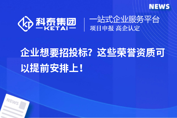 企業(yè)想要招投標(biāo)？這些榮譽(yù)資質(zhì)可以提前安排上！