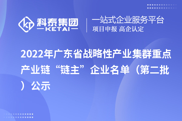 2022年廣東省戰(zhàn)略性產(chǎn)業(yè)集群重點(diǎn)產(chǎn)業(yè)鏈“鏈主”企業(yè)名單(第二批)公示