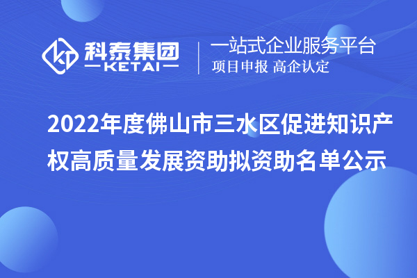 2022年度佛山市三水區(qū)促進知識產(chǎn)權高質量發(fā)展資助擬資助名單公示