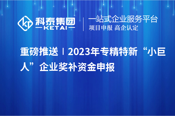 重磅推送∣2023年專精特新“小巨人”企業(yè)獎(jiǎng)補(bǔ)資金申報(bào)
