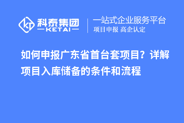 如何申報廣東省首臺套項目？詳解項目入庫儲備的條件和流程