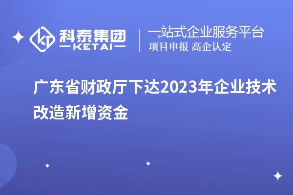 廣東省財政廳下達(dá)2023年企業(yè)技術(shù)改造新增資金