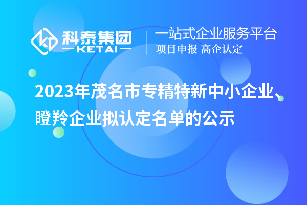 2023年茂名市專精特新中小企業(yè)、瞪羚企業(yè)擬認(rèn)定名單的公示
