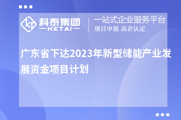 廣東省下達(dá)2023年新型儲能產(chǎn)業(yè)發(fā)展資金項目計劃