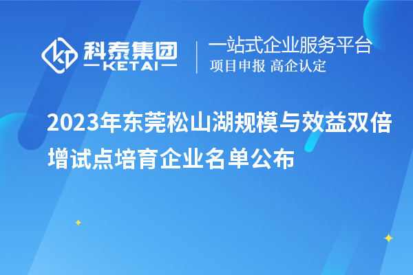 2023年?yáng)|莞松山湖規(guī)模與效益雙倍增試點(diǎn)培育企業(yè)名單公布