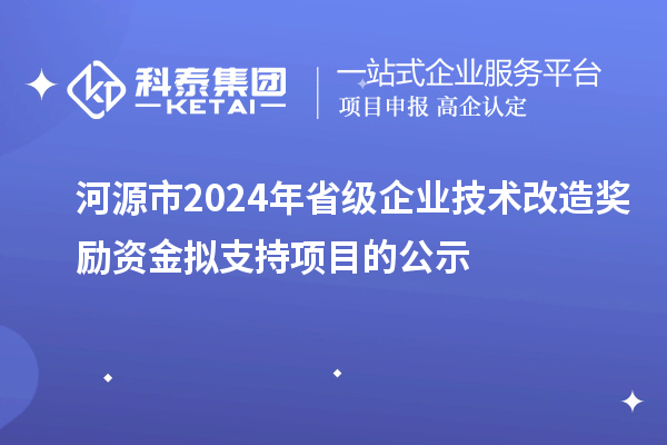 河源市2024年省級企業(yè)技術(shù)改造獎勵資金擬支持項(xiàng)目的公示
