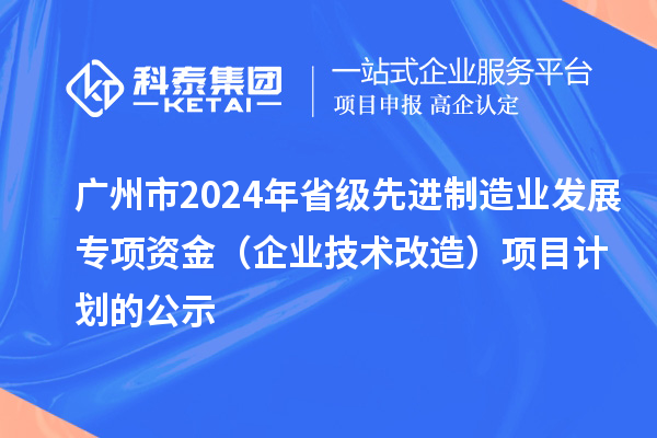 廣州市2024年省級先進(jìn)制造業(yè)發(fā)展專項資金(企業(yè)技術(shù)改造)項目計劃的公示