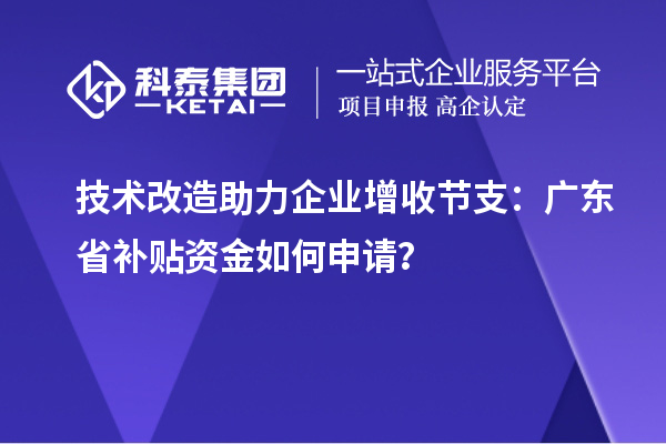 技術(shù)改造助力企業(yè)增收節(jié)支：廣東省補(bǔ)貼資金如何申請(qǐng)？