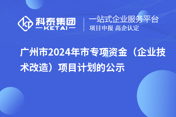 廣州市2024年市專項資金（企業(yè)技術改造）項目計劃的公示