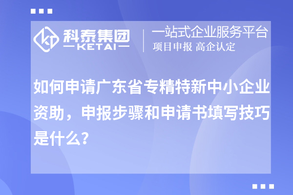如何申請(qǐng)廣東省專精特新中小企業(yè)資助，申報(bào)步驟和申請(qǐng)書(shū)填寫(xiě)技巧是什么？