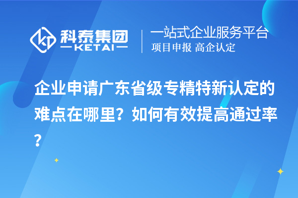 企業(yè)申請廣東省級專精特新認(rèn)定的難點(diǎn)在哪里？如何有效提高通過率？