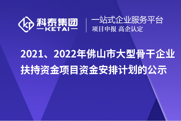 2021、2022年佛山市大型骨干企業(yè)扶持資金項目資金安排計劃的公示