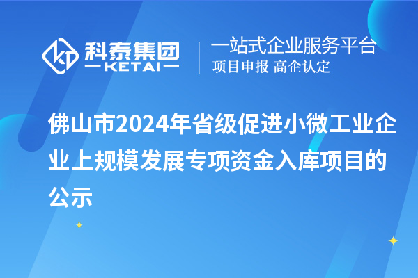 佛山市2024年省級(jí)促進(jìn)小微工業(yè)企業(yè)上規(guī)模發(fā)展專項(xiàng)資金入庫項(xiàng)目的公示