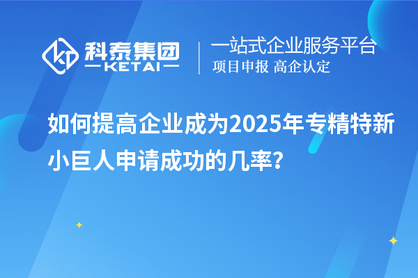 如何提高企業(yè)成為2025年專精特新小巨人申請成功的幾率？
