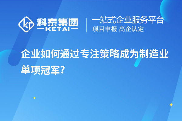 企業(yè)如何通過專注策略成為制造業(yè)單項(xiàng)冠軍？