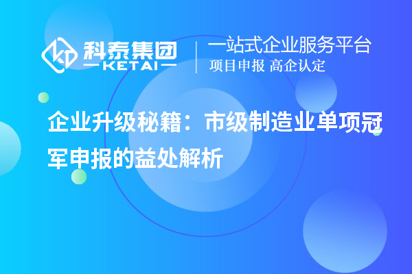 企業(yè)升級秘籍：市級制造業(yè)單項(xiàng)冠軍申報(bào)的益處解析