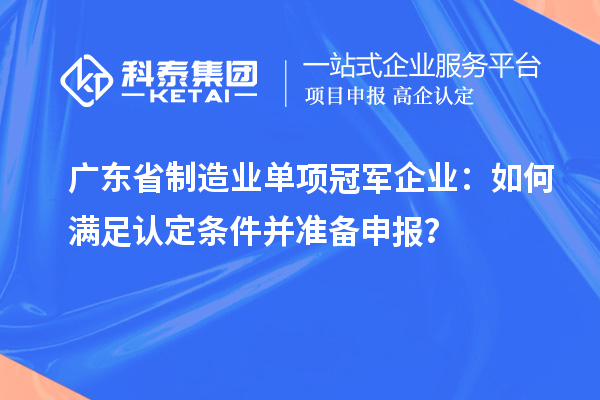 廣東省制造業(yè)單項冠軍企業(yè)：如何滿足認定條件并準備申報？