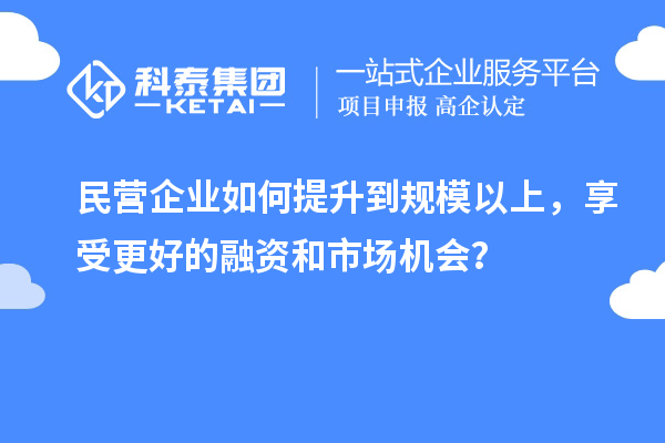 民營企業(yè)如何提升到規(guī)模以上，享受更好的融資和市場機(jī)會(huì)？