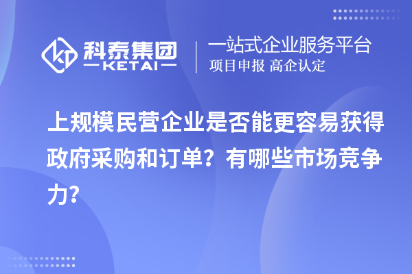 上規(guī)模民營(yíng)企業(yè)是否能更容易獲得政府采購(gòu)和訂單？有哪些市場(chǎng)競(jìng)爭(zhēng)力？