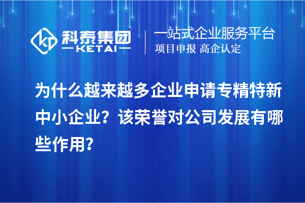 為什么越來越多企業(yè)申請專精特新中小企業(yè)？該榮譽對公司發(fā)展有哪些作用？
