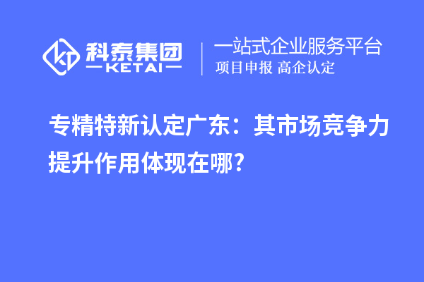 專精特新認(rèn)定廣東：其市場競爭力提升作用體現(xiàn)在哪?