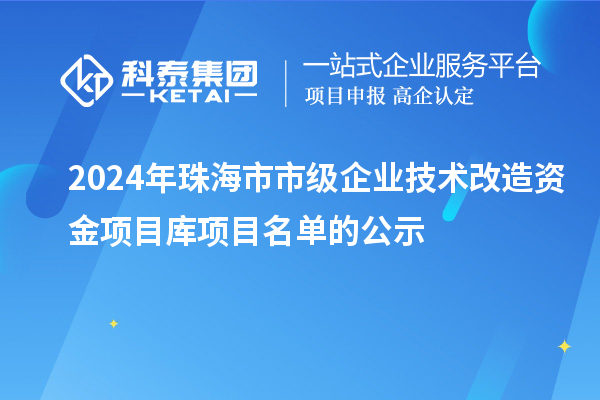 2024年珠海市市級企業(yè)技術(shù)改造資金項(xiàng)目庫項(xiàng)目名單的公示