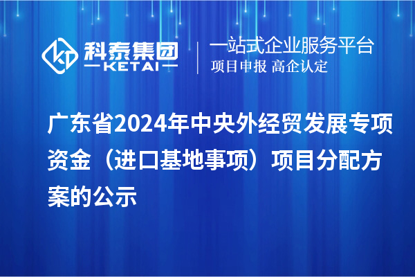廣東省2024年中央外經貿發(fā)展專項資金（進口基地事項）項目分配方案的公示