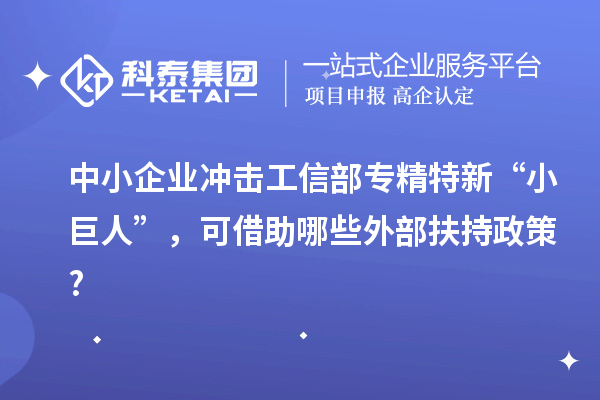 中小企業(yè)沖擊工信部專精特新 “小巨人”，可借助哪些外部扶持政策?